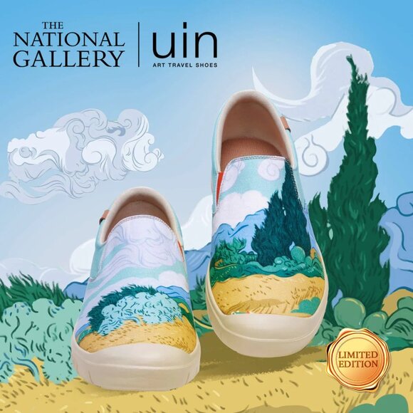 UIN Men\'s Sneakers Walking Casual Slip Ons Loafers (Van Gogh Wheatfield) main image 8